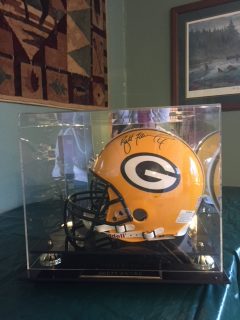 This Green Bay Packer helmet is signed by Brett Farve #4 and will be in one of our fundraisers. Stay tuned...